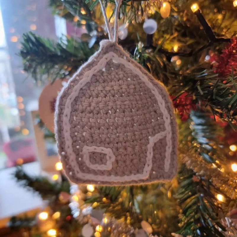 Haakpatroon kerstboomhanger koekhuisje