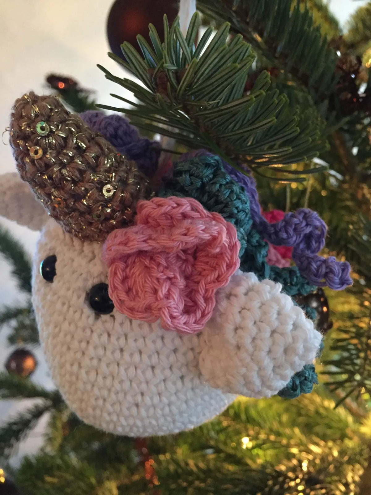 Haakpatroon eenhoorn kerstbal